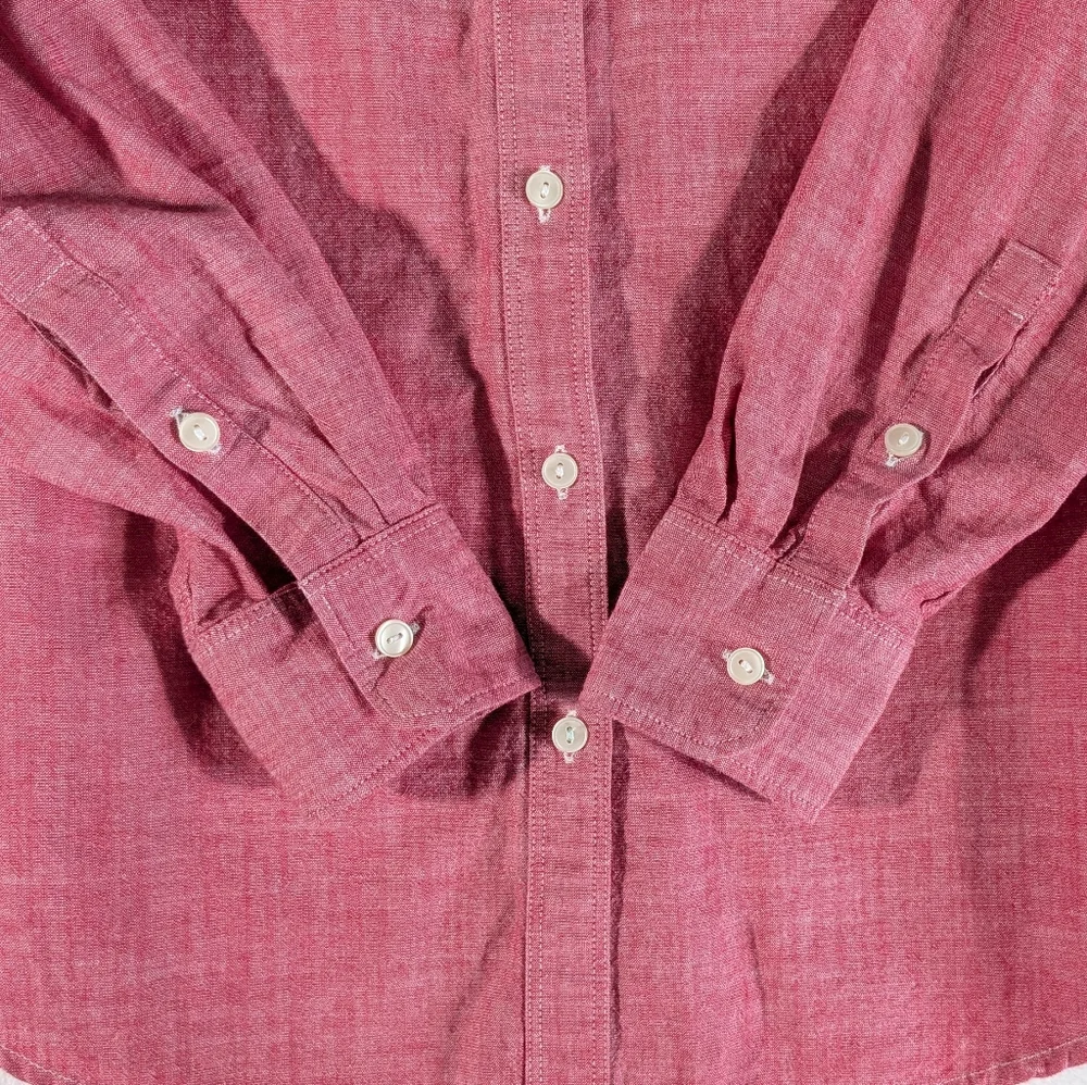 ❤️ Banana Republic Soft Wash 100% Cotton Red Long Sleeve Collar Shirt Size Small